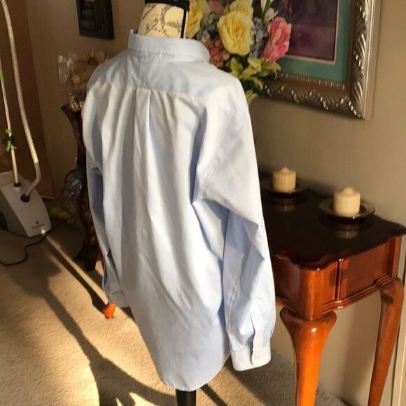 Chaps Mens Dress Shirt Extra Large Blue - Picture 7 of 9